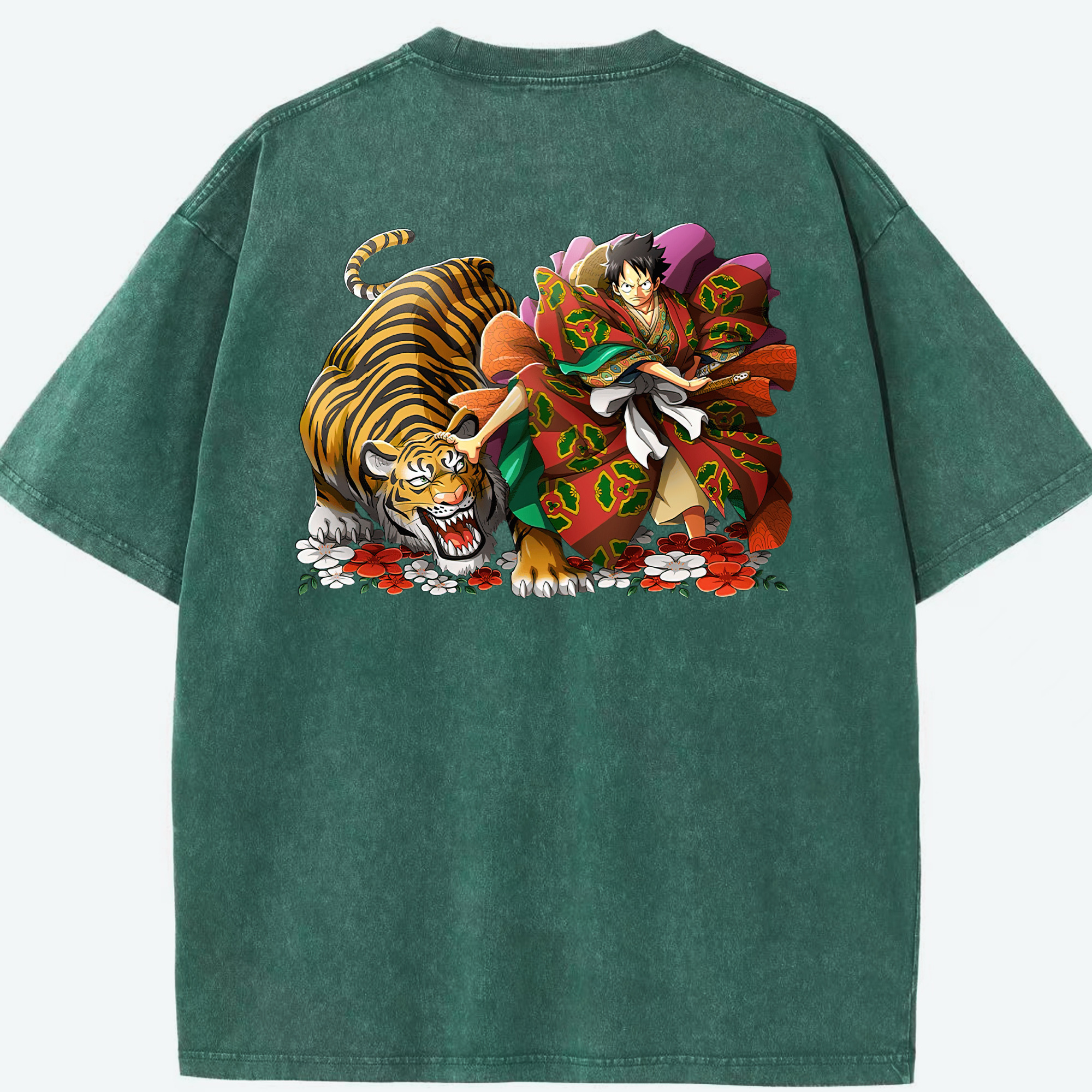 ワンピース モンキー・D・ルフィ ONE PIECE Monkey D. Luffy 綿100% ヴィンテージ風 半袖Tシャツ（背面プリント）
